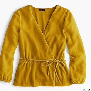 J. Crew FAUX-WRAP TOP IN DRAPEY VELVET